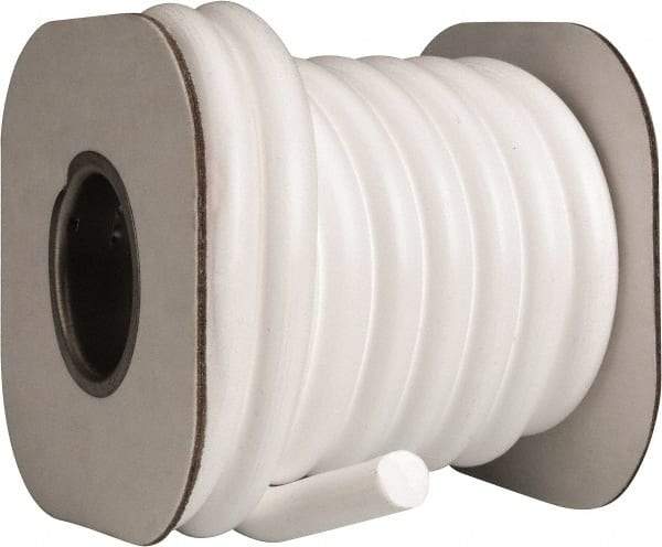 Made in USA - 1/2" x 12' Spool Length, PTFE Compression Packing - -450 to 550° F, White - Americas Industrial Supply