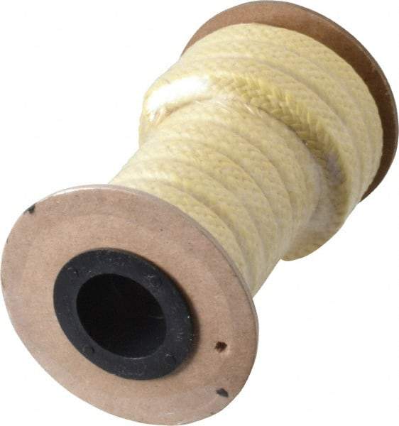 Made in USA - 3/8" x 11' Spool Length, PTFE/Aramid Composite Compression Packing - 2,500 Max psi, -50 to 550° F, Tan - Americas Industrial Supply