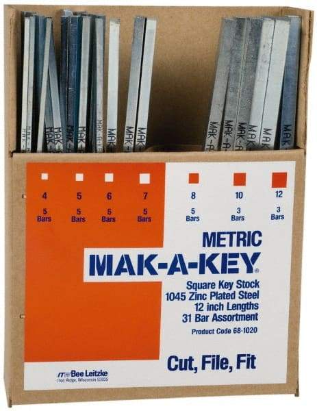 Value Collection - 12" Long, Zinc-Plated Key Stock Assortment - C1045 Steel - Americas Industrial Supply