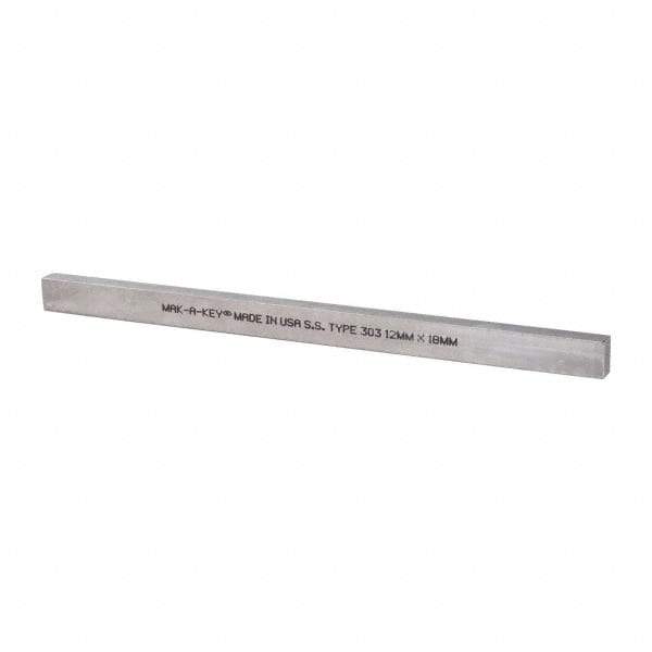 Made in USA - 12" Long, Oversized Key Stock - 18-8 Stainless Steel - Americas Industrial Supply