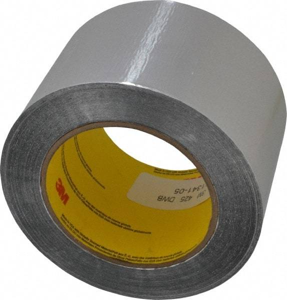 3M - 3" x 55m Silver Foil Tape - 4.6 mil, Acrylic Adhesive, Aluminum Foil Backing, 30 Lb/ln Tensile Strength, -65.2°F to 300°F, Series 425 - Americas Industrial Supply