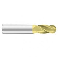 9/16 Dia. x 3-1/2 Overall Length 4-Flute Ball Nose Solid Carbide SE End Mill-Round Shank-Center Cut-TiN - Americas Industrial Supply