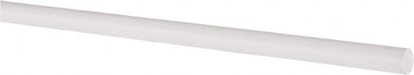 Made in USA - 4' Long, 1/4" Diam, PTFE (Virgin) Plastic Rod - White - Americas Industrial Supply