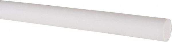 Made in USA - 2' Long, 1/2" Diam, PTFE (Virgin) Plastic Rod - White - Americas Industrial Supply