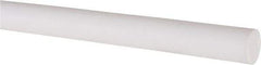 Made in USA - 3' Long, 1/2" Diam, PTFE (Virgin) Plastic Rod - White - Americas Industrial Supply