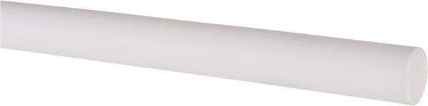 Made in USA - 6' Long, 1/2" Diam, PTFE (Virgin) Plastic Rod - White - Americas Industrial Supply