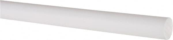 Made in USA - 4' Long, 5/8" Diam, PTFE (Virgin) Plastic Rod - White - Americas Industrial Supply