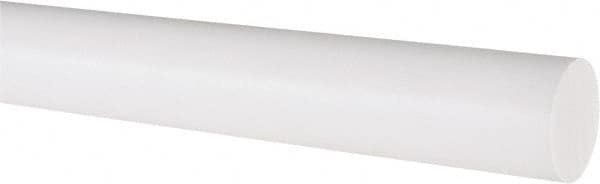 Made in USA - 1' Long, 1" Diam, PTFE (Virgin) Plastic Rod - White - Americas Industrial Supply