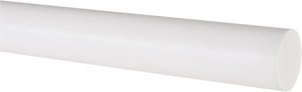 Made in USA - 2' Long, 1" Diam, PTFE (Virgin) Plastic Rod - White - Americas Industrial Supply