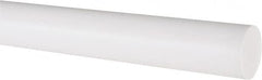 Made in USA - 6' Long, 1" Diam, PTFE (Virgin) Plastic Rod - White - Americas Industrial Supply
