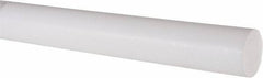Made in USA - 2' Long, 1-1/4" Diam, PTFE (Virgin) Plastic Rod - White - Americas Industrial Supply