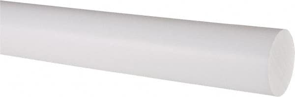 Made in USA - 4' Long, 1-1/2" Diam, PTFE (Virgin) Plastic Rod - White - Americas Industrial Supply