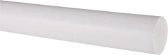 Made in USA - 4' Long, 1-1/2" Diam, PTFE (Virgin) Plastic Rod - White - Americas Industrial Supply