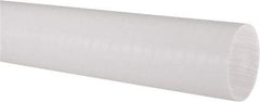 Made in USA - 2' Long, 2" Diam, PTFE (Virgin) Plastic Rod - White - Americas Industrial Supply