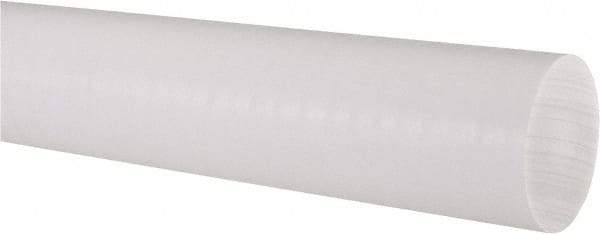 Made in USA - 3' Long, 2" Diam, PTFE (Virgin) Plastic Rod - White - Americas Industrial Supply