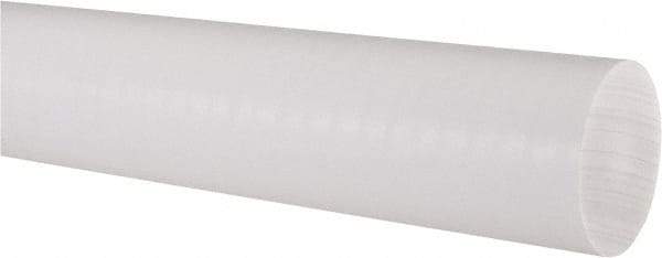 Made in USA - 4' Long, 2" Diam, PTFE (Virgin) Plastic Rod - White - Americas Industrial Supply