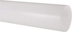 Made in USA - 1' Long, 2-1/2" Diam, PTFE (Virgin) Plastic Rod - White - Americas Industrial Supply