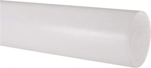 Made in USA - 2' Long, 2-1/2" Diam, PTFE (Virgin) Plastic Rod - White - Americas Industrial Supply