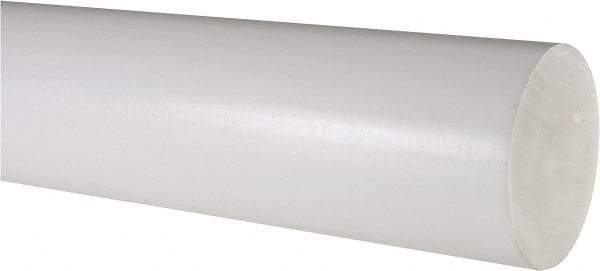 Made in USA - 3' Long, 2-1/2" Diam, PTFE (Virgin) Plastic Rod - White - Americas Industrial Supply