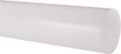 Made in USA - 4' Long, 2-1/2" Diam, PTFE (Virgin) Plastic Rod - White - Americas Industrial Supply