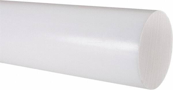 Made in USA - 1' Long, 3" Diam, PTFE (Virgin) Plastic Rod - White - Americas Industrial Supply
