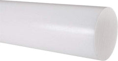 Made in USA - 2' Long, 3" Diam, PTFE (Virgin) Plastic Rod - White - Americas Industrial Supply