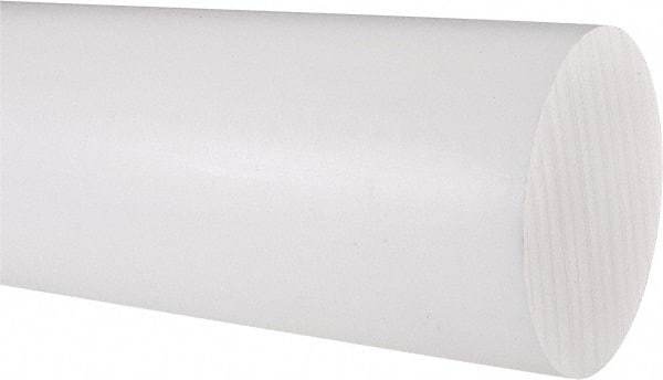 Made in USA - 1' Long, 3-1/2" Diam, PTFE (Virgin) Plastic Rod - White - Americas Industrial Supply