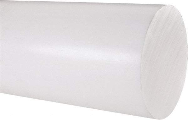 Made in USA - 1' Long, 4" Diam, PTFE (Virgin) Plastic Rod - White - Americas Industrial Supply