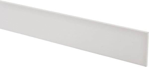 Made in USA - 4 Ft. Long x 2 Inch Wide x 1/8 Inch High, Virgin PTFE, Rectangular Plastic Bar - White, +/- 0.060 Tolerance - Americas Industrial Supply