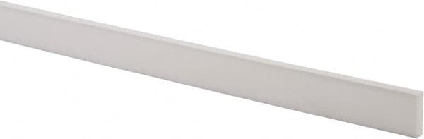 Made in USA - 2 Ft. Long x 1 Inch Wide x 1/4 Inch High, Virgin PTFE, Rectangular Plastic Bar - White, +/- 0.060 Tolerance - Americas Industrial Supply