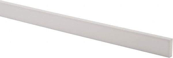 Made in USA - 3 Ft. Long x 1 Inch Wide x 1/4 Inch High, Virgin PTFE, Rectangular Plastic Bar - White, +/- 0.060 Tolerance - Americas Industrial Supply