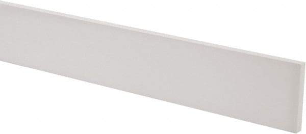 Made in USA - 3 Ft. Long x 2 Inch Wide x 1/4 Inch High, Virgin PTFE, Rectangular Plastic Bar - White, +/- 0.060 Tolerance - Americas Industrial Supply