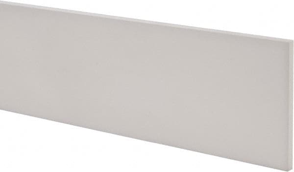 Made in USA - 1 Ft. Long x 4 Inch Wide x 1/4 Inch High, Virgin PTFE, Rectangular Plastic Bar - White, +/- 0.060 Tolerance - Americas Industrial Supply