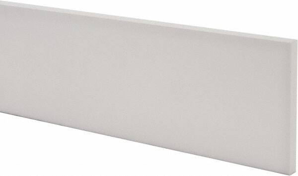 Made in USA - 1 Ft. Long x 4 Inch Wide x 3/8 Inch High, Virgin PTFE, Rectangular Plastic Bar - White, +/- 0.060 Tolerance - Americas Industrial Supply