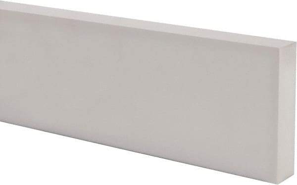 Made in USA - 1 Ft. Long x 4 Inch Wide x 1 Inch High, Virgin PTFE, Rectangular Plastic Bar - White, +/- 0.060 Tolerance - Americas Industrial Supply