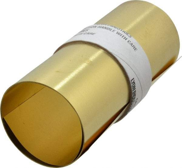 Made in USA - 5 Ft. Long x 6 Inch Wide x 0.004 Inch Thick, Roll Shim Stock - Brass - Americas Industrial Supply