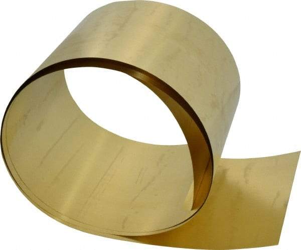 Made in USA - 5 Ft. Long x 6 Inch Wide x 0.005 Inch Thick, Roll Shim Stock - Brass - Americas Industrial Supply