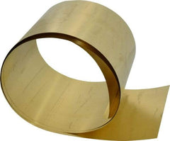 Made in USA - 5 Ft. Long x 6 Inch Wide x 0.005 Inch Thick, Roll Shim Stock - Brass - Americas Industrial Supply