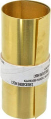 Made in USA - 5 Ft. Long x 6 Inch Wide x 0.007 Inch Thick, Roll Shim Stock - Brass - Americas Industrial Supply