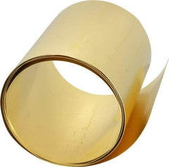 Made in USA - 5 Ft. Long x 6 Inch Wide x 0.01 Inch Thick, Roll Shim Stock - Brass - Americas Industrial Supply