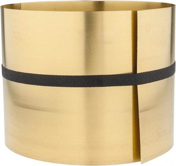 Made in USA - 5 Ft. Long x 6 Inch Wide x 0.012 Inch Thick, Roll Shim Stock - Brass - Americas Industrial Supply