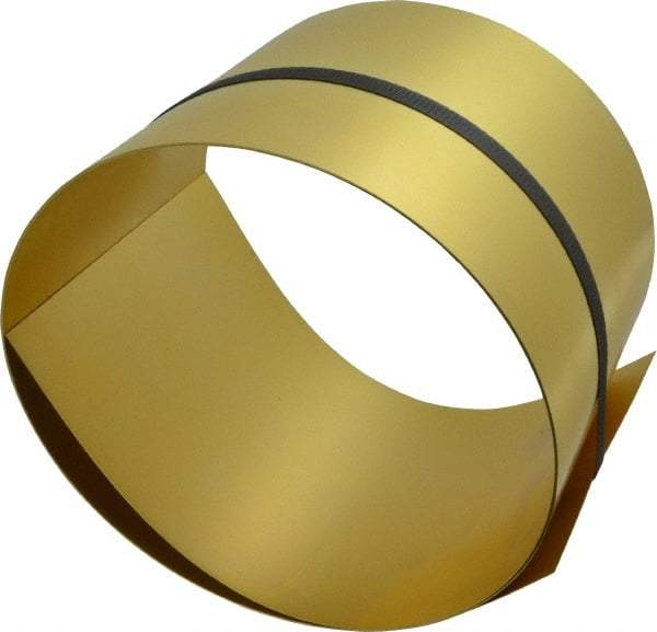 Made in USA - 5 Ft. Long x 6 Inch Wide x 0.02 Inch Thick, Roll Shim Stock - Brass - Americas Industrial Supply