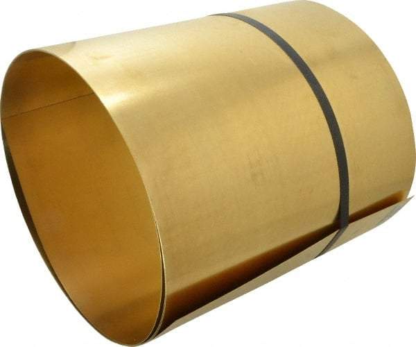 Made in USA - 10 Ft. Long x 12 Inch Wide x 0.02 Inch Thick, Roll Shim Stock - Brass - Americas Industrial Supply