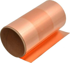 Made in USA - 100 Inch Long x 6 Inch Wide x 0.002 Inch Thick, Roll Shim Stock - Copper - Americas Industrial Supply