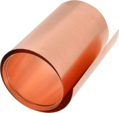 Made in USA - 100 Inch Long x 6 Inch Wide x 0.008 Inch Thick, Roll Shim Stock - Copper - Americas Industrial Supply