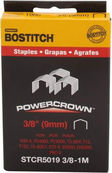 Stanley Bostitch - 3/8" Long x 7/16" Wide, 18 Gauge Crowned Construction Staple - Steel, Chisel Point - Americas Industrial Supply