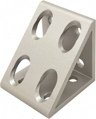 80/20 Inc. - 50mm Wide, Open Shelving 8 Hole Inside Corner Gusset - Aluminum, Clear Anodized Finish, 47mm Long, Use with 25 Series & Bolt Kit 75-3404 - Americas Industrial Supply