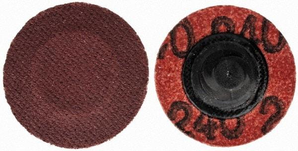 Merit Abrasives - 1" Disc Diam, 240 Grit, Aluminum Oxide Quick Change Disc - Type R Attaching System, Coated, Brown, 40,000 RPM, ALO Series - Americas Industrial Supply