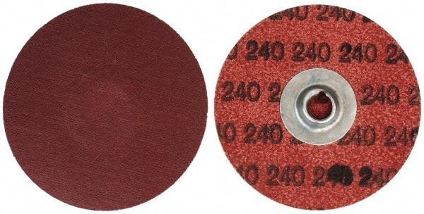 Merit Abrasives - 3" Disc Diam, 240 Grit, Aluminum Oxide Quick Change Disc - Type S Attaching System, Coated, Brown, 20,000 RPM, ALO Series - Americas Industrial Supply