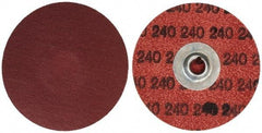 Merit Abrasives - 3" Disc Diam, 240 Grit, Aluminum Oxide Quick Change Disc - Type S Attaching System, Coated, Brown, 20,000 RPM, ALO Series - Americas Industrial Supply